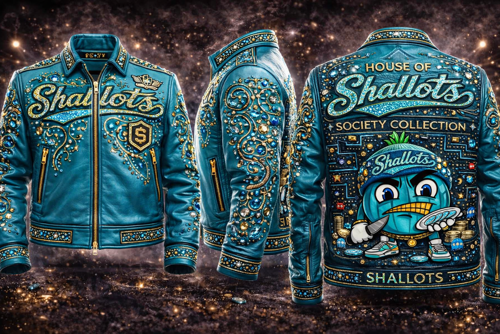 House of Shallots Society Collection – Turquoise Premium Rhinestone Jacket & Beanie Set
